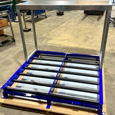 Battery Storage Racking Stand - 2 Bay Roller Top Shelf